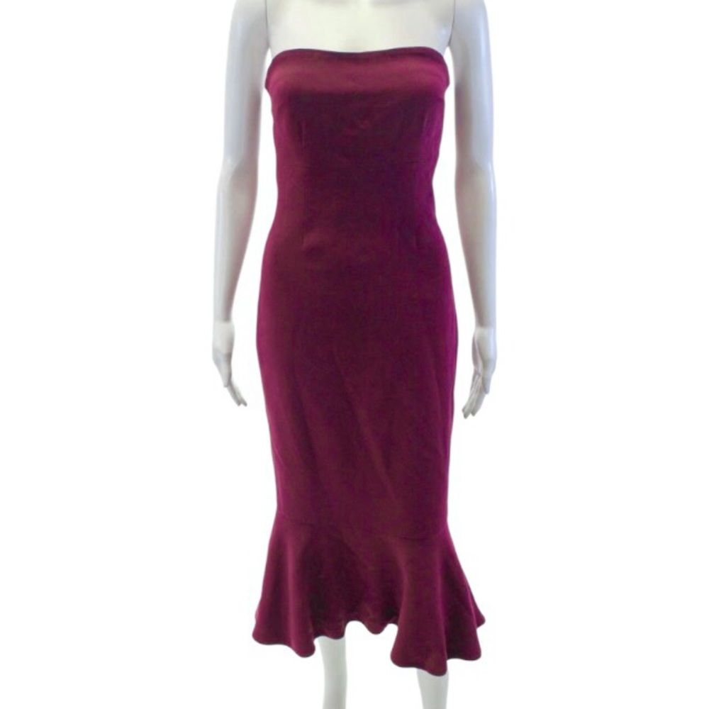 Cinq A Sept Luna Midi Dress Size 2 Dark Red Ruffle Hem